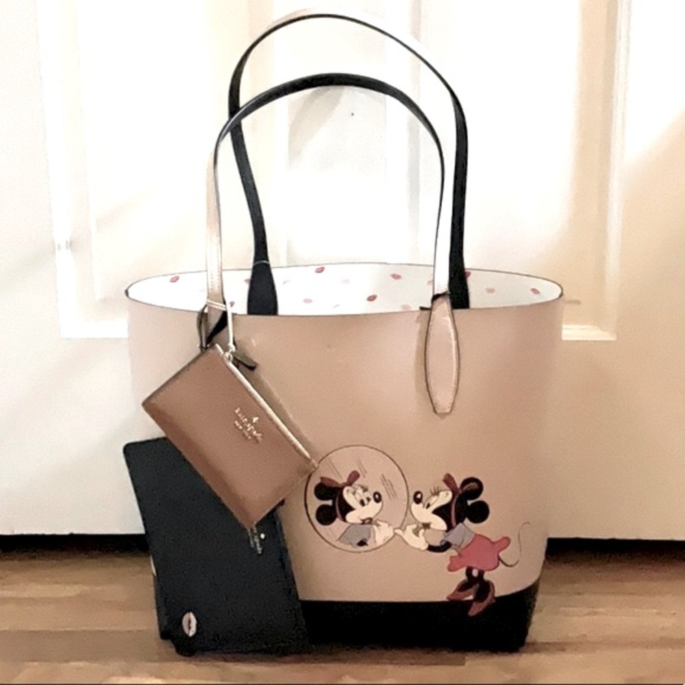 Kate Spade Disney Minnie Mouse Lg Reversible Tote & Sm Slim Bifold Wallet - NWT